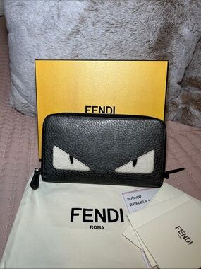 427. Fendi Monster Bag Bug Eyes XL Zippy Wallet with COA